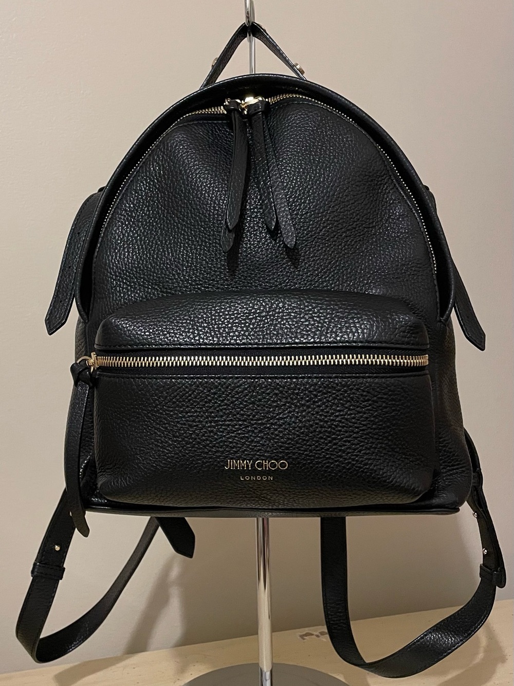 Jimmy Choo Authentic Black Pebbled Leather Backpack